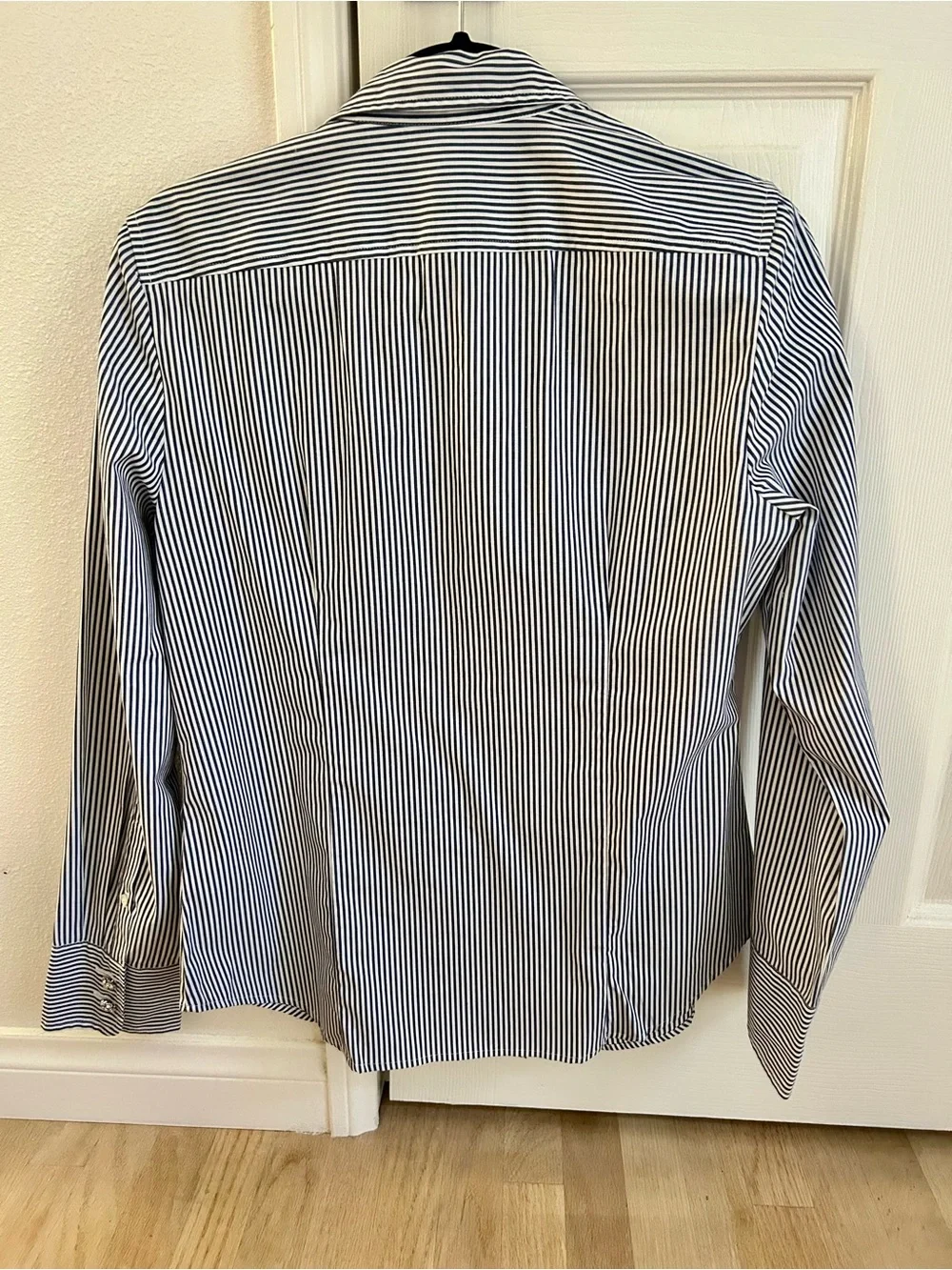 J. Crew women’s Striped Perfect Shirt with jewel buttons